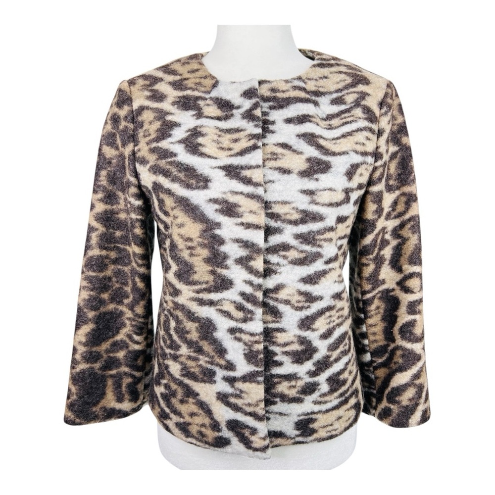 Ann Taylor Leopard Print Virgin Wool Blend Blazer Jacket